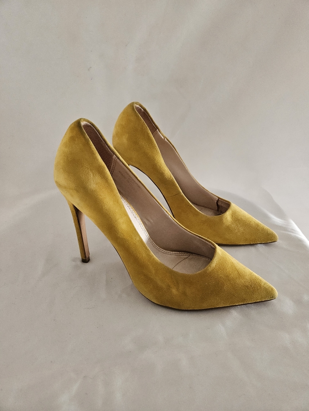 Topshop Mustard Yellow Suede Pointed-Toe Stiletto Pumps